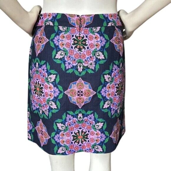 J. Crew Navy Medallion Print Skirt - Picture 3 of 6